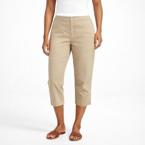 Chico’s Khaki Capri Pants Size 1 Small Cotton Stretch Cropped